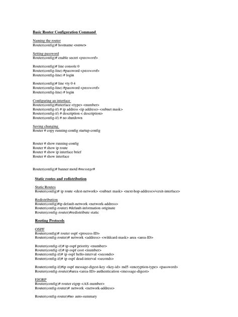 Router Configuration Commands 的图像结果