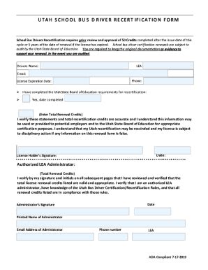 Fillable Online PDF Bus Driver Recertification Form Examples - Utah ...