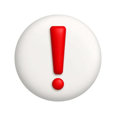 Red exclamation mark symbol on a white button. Attention or caution ...