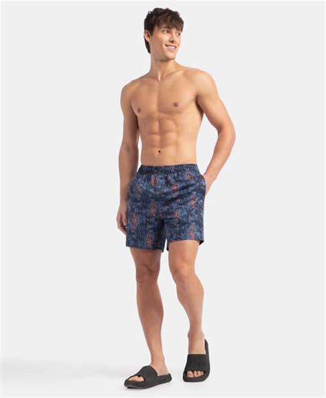 Buy Super Combed Cotton Satin Weave Printed Boxer Shorts with Side ...