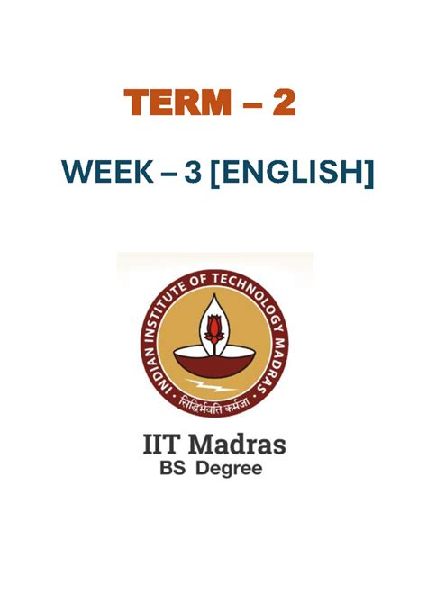 English TERM 2 WEEK 3,4,5 - TERM 2 WEEK 3 OF TECHNO HOMELAND IIT Madras ...