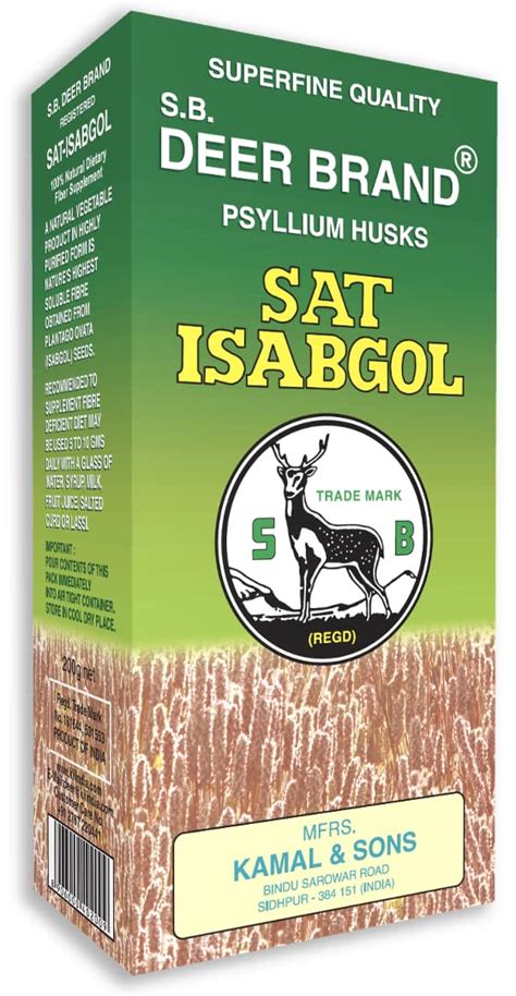 Buy S.B. DEER BRAND Sat Isabgol Psyllium Husk HIRAN Brand 200g (Pack of ...