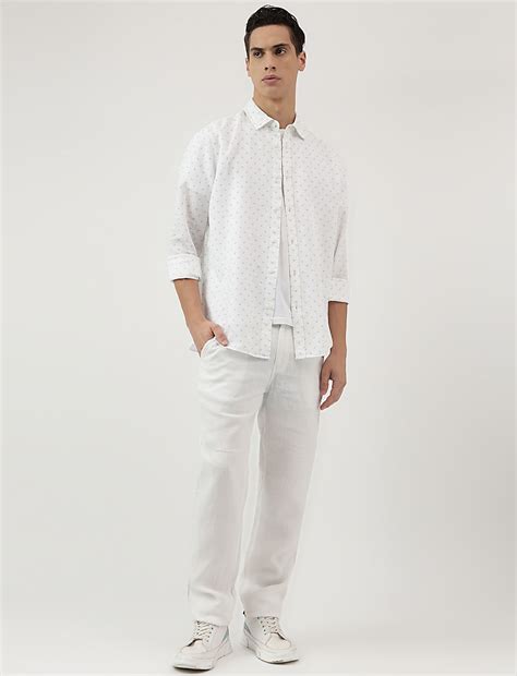 Buy Linen Rich Ditsy Print Relaxed Fit Shirt at Marks & Spencer