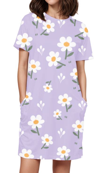 Women's Purple Daisy T-shirt Dress – Kreative Mint