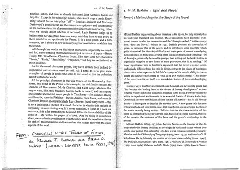 Bakhtin epic and novel - Grade: masters - 42 .. E. M. Forster physical ...