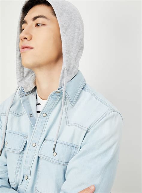 Buy Men Hooded Denim Shacket Online at just Rs. 1499.0 - 1000013968197 ...