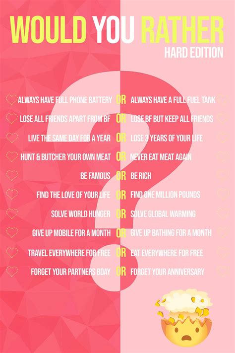 Hard Would You Rather Questions 300 Best Would You Rather Questions,