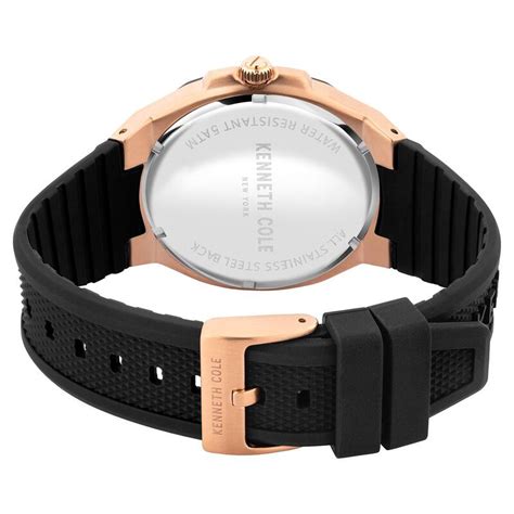 Buy Online Kenneth Cole Quartz Analog Black Dial Silicone Strap Watch ...