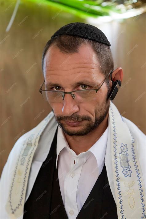 Religious jewish men in traditional jewish male headdress hat kippah in ...