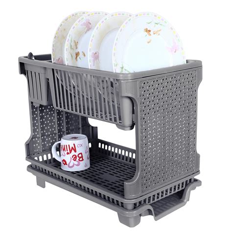 Kuber Industries Dish Drainer | Plastic Cutlery Holder | Drying Basket ...