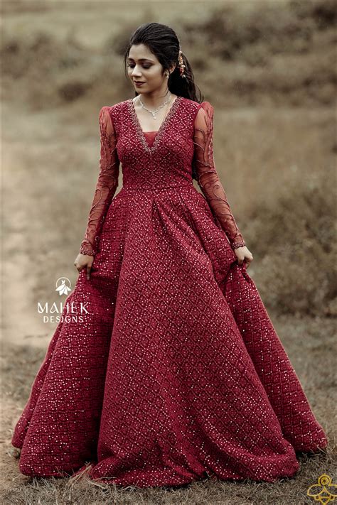 Red Panel Ball Gown | Mahek Designs