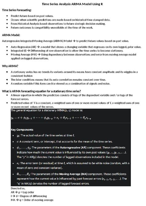 Time Series Analysis: ARIMA Model Using R for Forecasting - Studocu