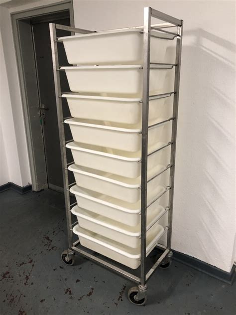 Stainless steel flour trolley ingredient trolley with 9 plastic containers