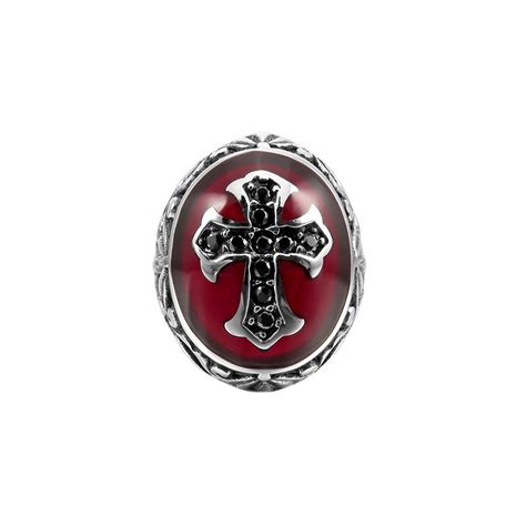 BOBIJOO Jewelry - Anello Uomo Rosso A Croce Latina, Monarchici Acciaio ...