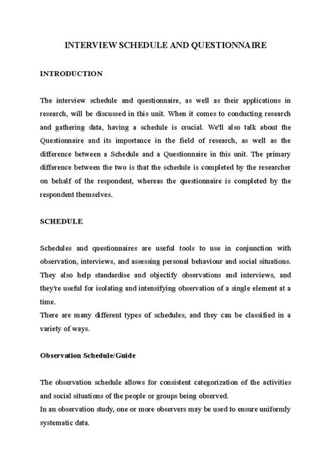 Interview Schedule & Questionnaire: Importance in Research Methods ...