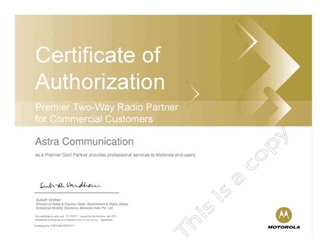 Astra Communication - Certificates