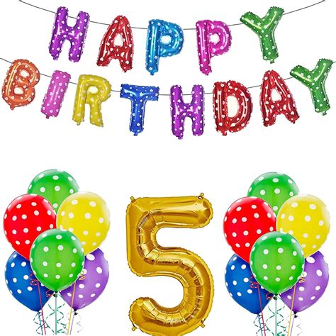 Party Propz Happy Birthday Decoration Kit Combo - 23Pcs Multicolor 5th ...