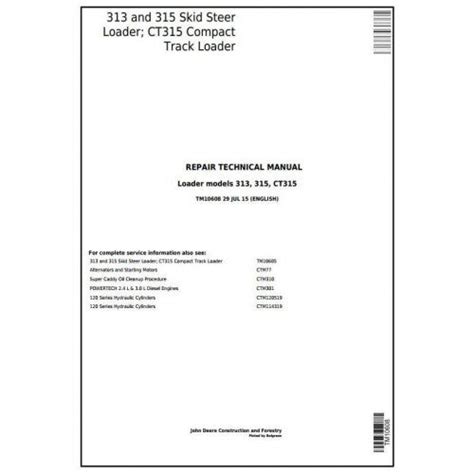John Deere 313 315 & CT315 Service Repair Manual TM10608 PDF – Manuals ...