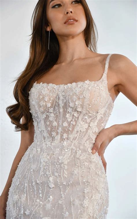 SHEATH WEDDING DRESS with Spaghetti Straps | Martina Liana