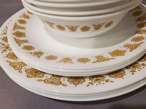 Corelle Dishes Corelle Gold Butterfly Pattern set of 20 | Etsy