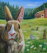 Image result for Cartoon Bunny in Fields Flowers