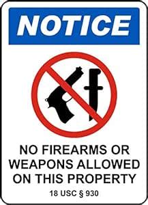 Notice. No Firearms or Weapons Allowed on This Property. Sign Board ...