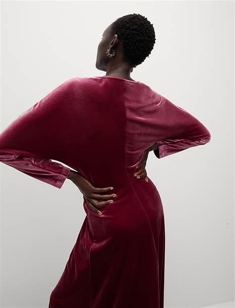 Buy Velvet Round Neck Midaxi Column Dress at Marks & Spencer