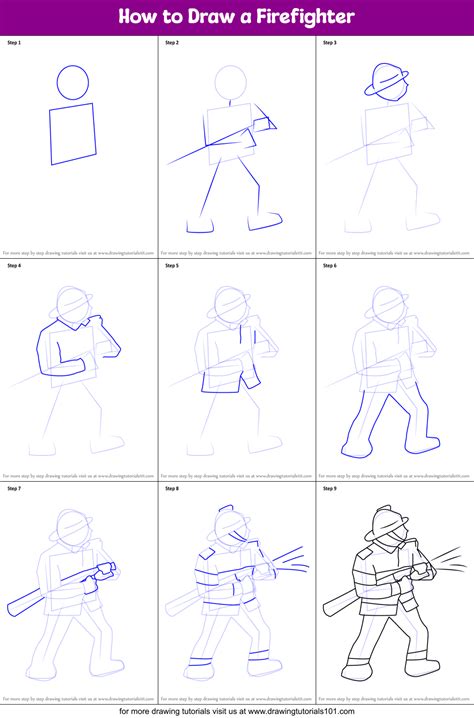 How to Draw a Firefighter (Other Occupations) Step by Step ...
