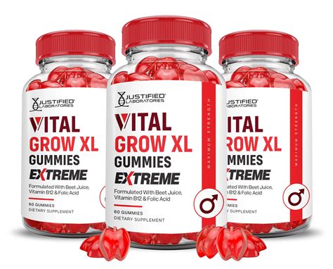 (3 Pack) Vital Grow XL Extreme 2000MG Performance Gummies Advanced Formula Formulated with ACV ...