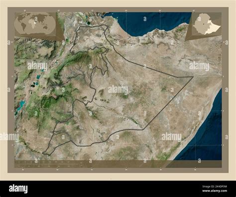 Somali, state of Ethiopia. High resolution satellite map. Corner auxiliary location maps Stock ...
