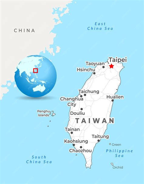 Premium Vector | Taiwan map with capital taipei most important cities ...