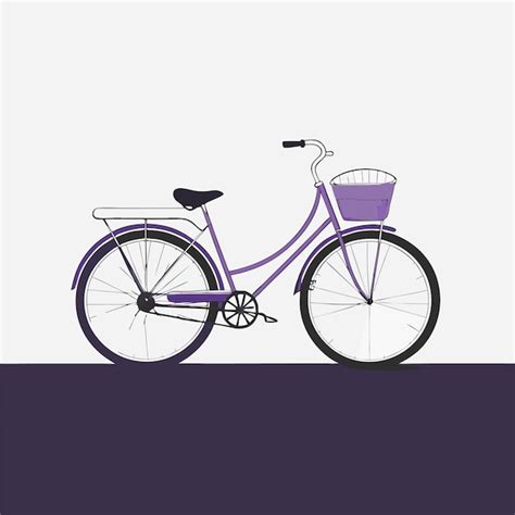 A purple bicycle with a purple basket on the front | Premium Vector