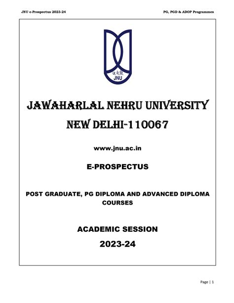 E Prospectus PG ADOP 2023 24 - Jawaharlal Nehru uNiversity New Delhi ...