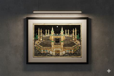 Handmade Kaaba & Grand Mosque Wall Art | Black Velvet Islamic ...