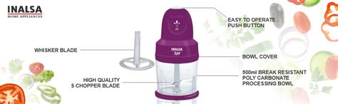 Buy Inalsa Joy 4-in-1 Mini Chopper with High Quality Stainless Steel ...