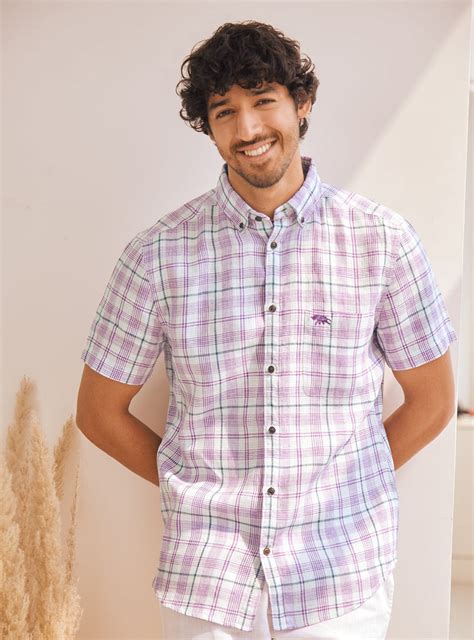 Buy Water Lily Grid - Half | Casual Violet Checks Shirts for Men Online ...