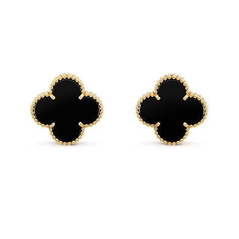 Magic Alhambra earrings 18K yellow gold, Onyx - Van Cleef & Arpels