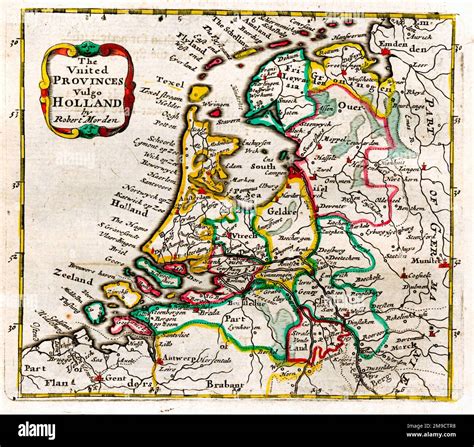 17th century Map of the United Provinces of Holland Stock Photo - Alamy