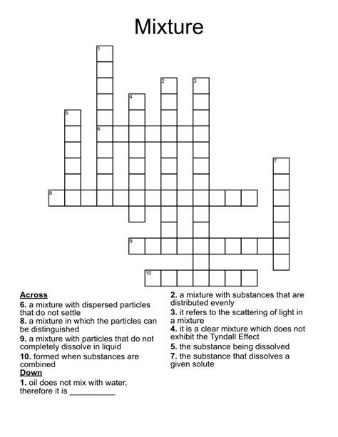 Mixture Crossword - WordMint