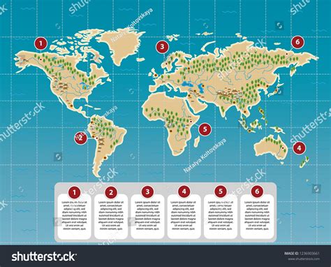 Kids World Map Rivers Mountains Major Stock Vector (Royalty Free ...