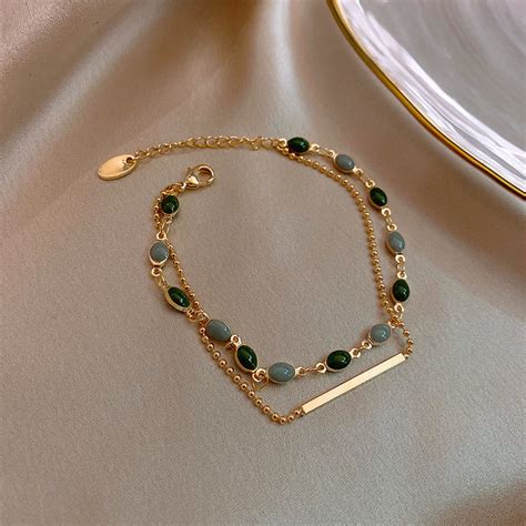 Just Lil Things Artificial Emerald & Grey Dual-Layer| Minimal Elegant