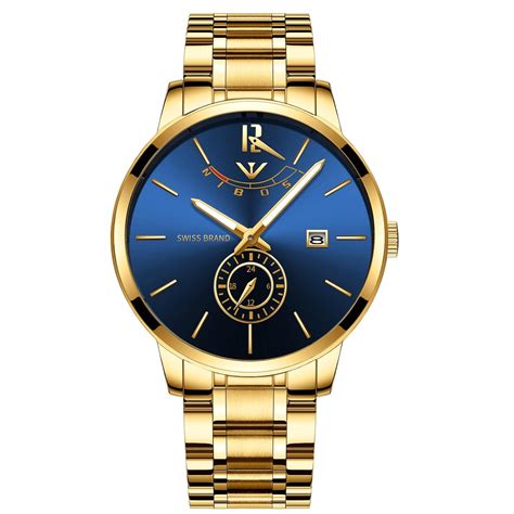 NIBOSI Analogue Men's Stainless Steel Watch (Blue Dial Black Colored ...