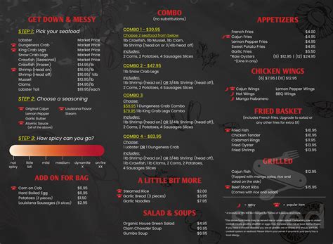 Bag O' Crab menu in Fairfield, California, USA