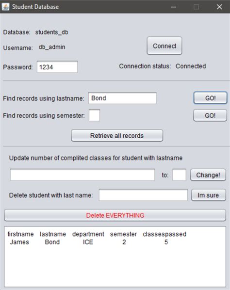 Image result for Java GUI Database