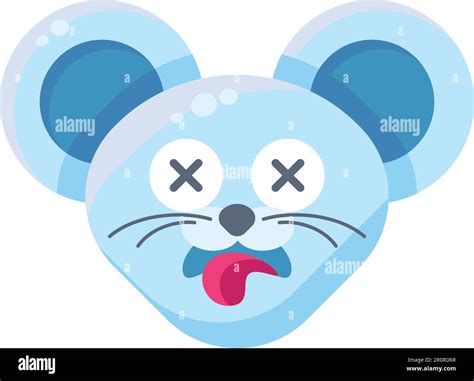 Mouse face dead emoticon sticker. Deceased animal emoji with sticking ...