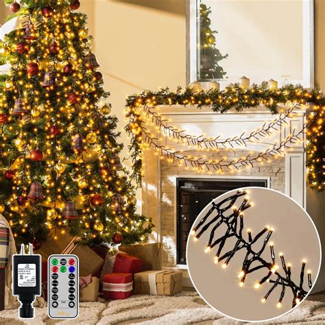 Ollny Cluster Lights for Christmas Tree, 1000LED 49ft Warm White ...