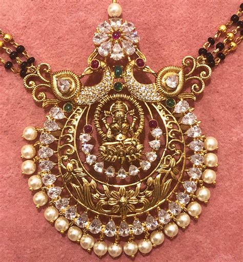 Handcrafted Lakshmi Mangalsutra with Peacock Design [Gold Polish ...