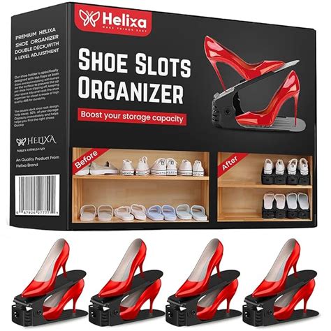 Helixa Shoes Organizer Adjustable Double Deck Shoe holder,Shoe Slots ...