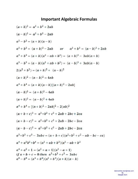 Image result for Mathematics Basic Formulas