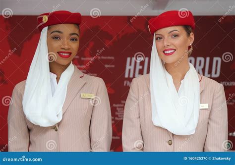 Emirates Airlines Flight Attendants at the Emirates Airlines Booth during 2019 US Open Editorial ...